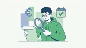Icono plano de una carpeta de documentos con un DNI, un contrato y una llave, estilo vectorial simple, colores azul y blanco, sin texto" Alt text: "Documentación necesaria para solicitar el Bono Alquiler Joven: DNI, contrato y certificado digital